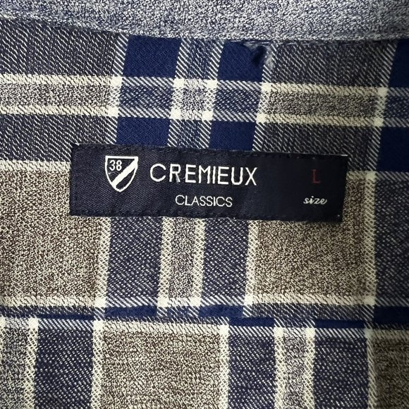 Daniel Cremieux Mens Shirt Large Button Down Shirt Blue Grey Plaid - Picture 6 of 10